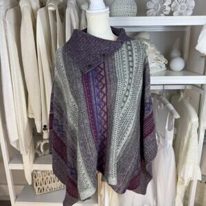 Ruffhewn sz. small medium cowl neck sweater poncho yoke sweater mature #4428